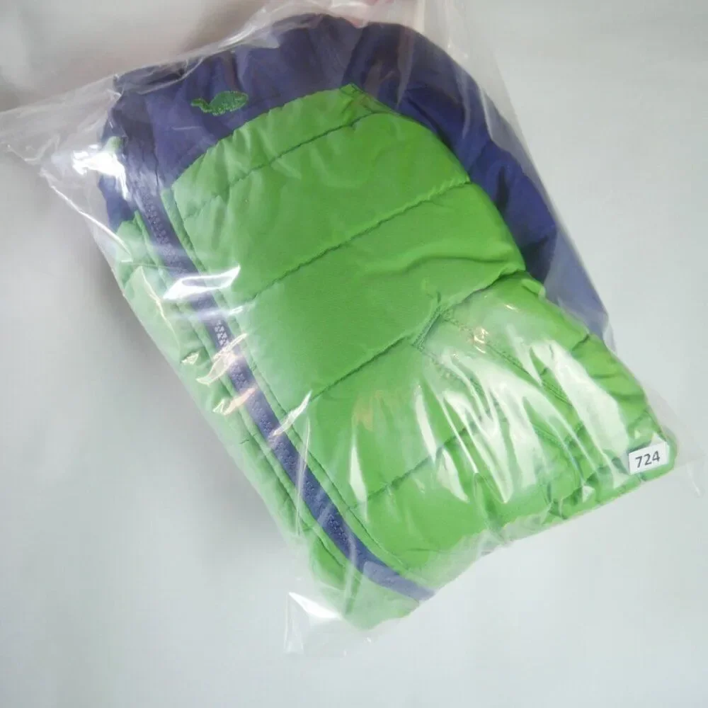 Little Me Baby Boys' 12M Quilted Puff Jacket Green Fleece Lined Front Zip Hood